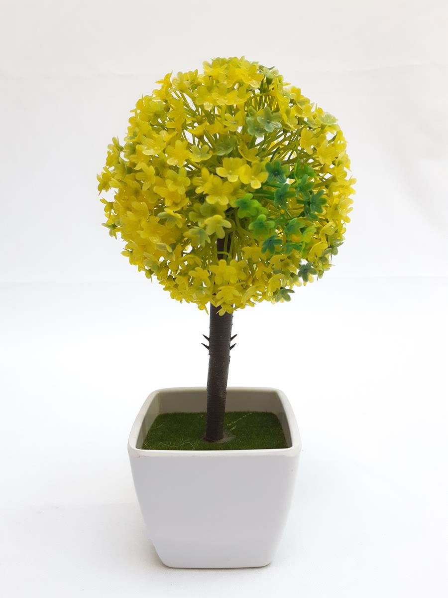 ARBOLITO CON MACETA 22CM. 4 COLORES: VERDE. AMARILLO. BLANCO. VIOLETA